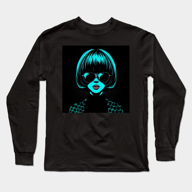 Pop art woman Long Sleeve T-Shirt by Mimeographics